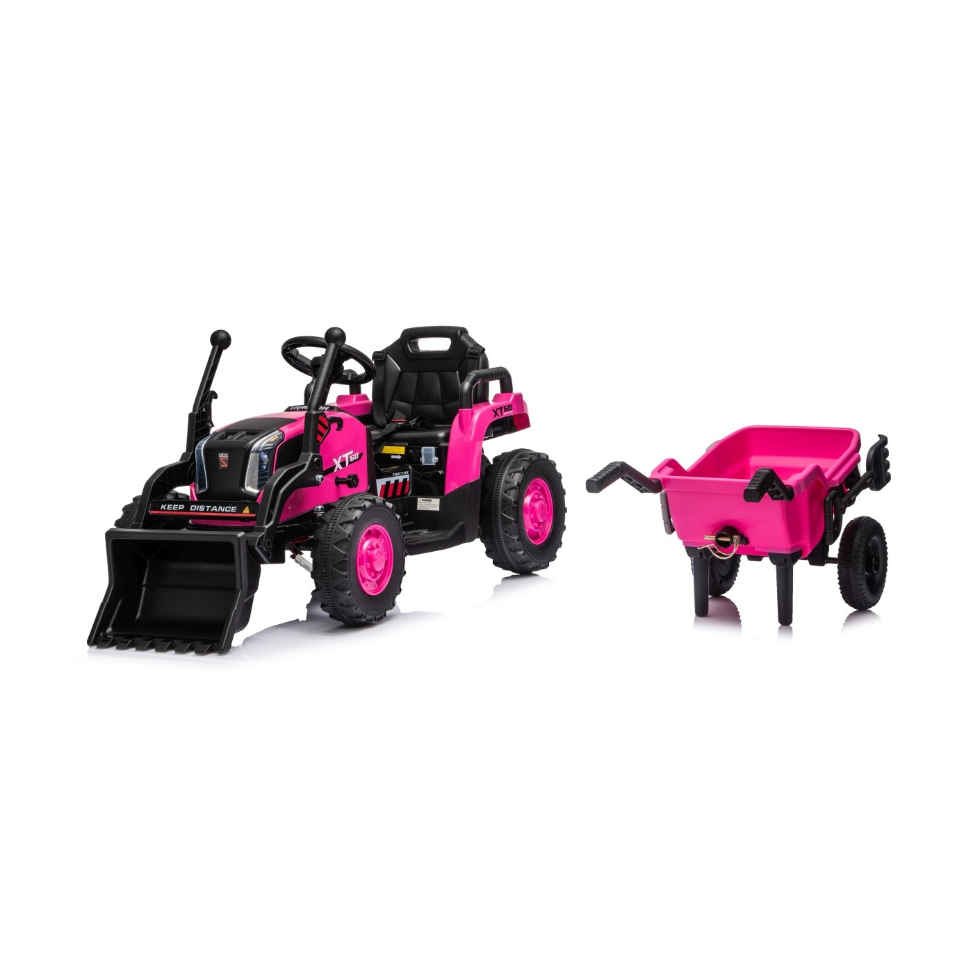 Traktor XT60 s přívěsem růžový