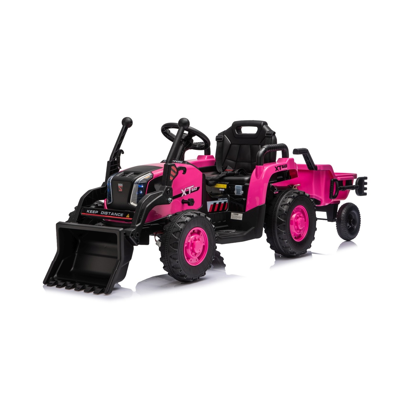 Traktor XT60 s přívěsem růžový