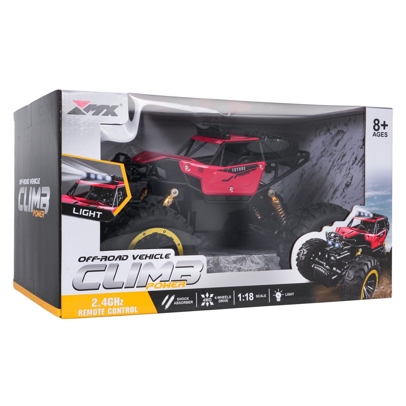 R/C pásový model v měřítku 1:18 CLIMB POWER, červený