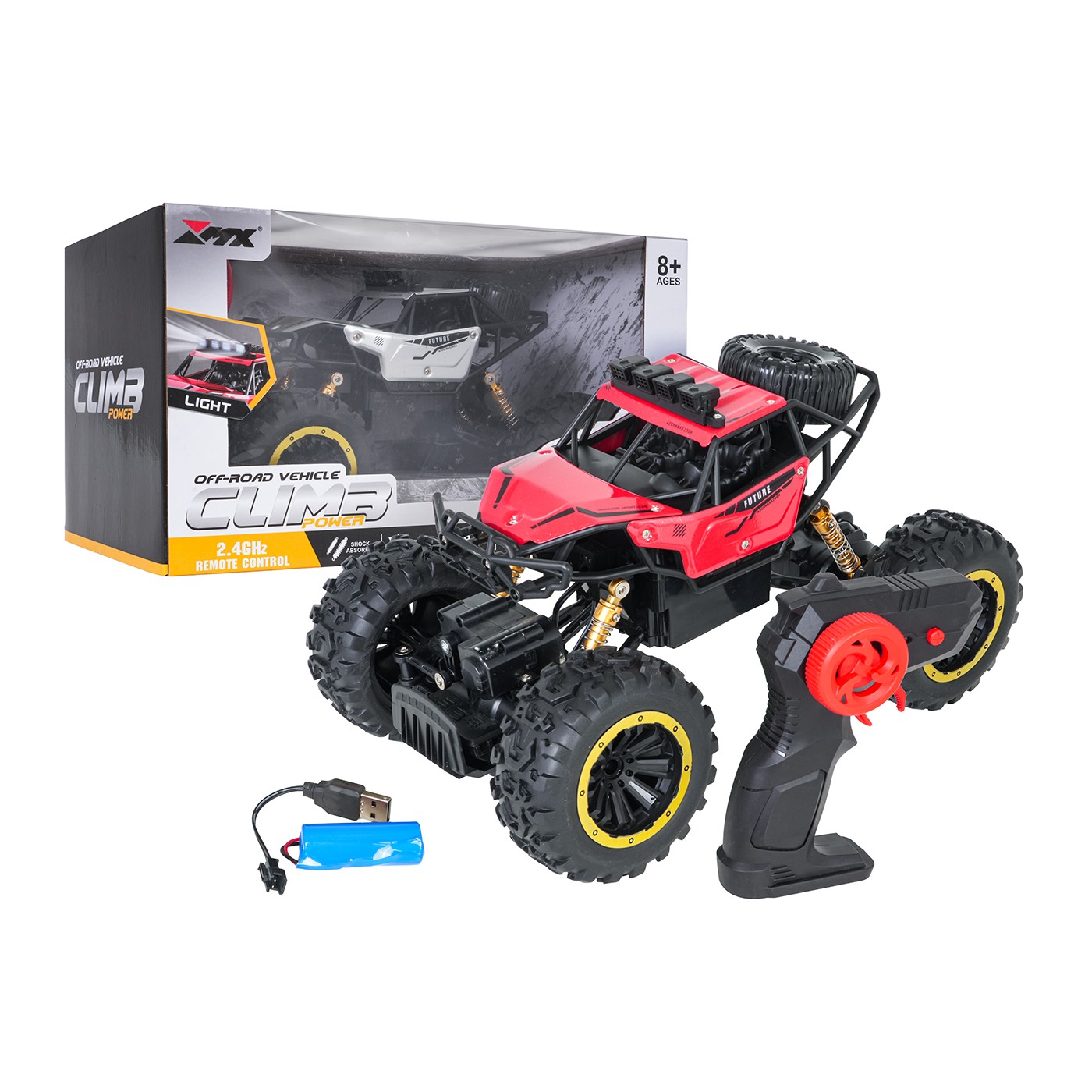 R/C pásový model v měřítku 1:18 CLIMB POWER, červený