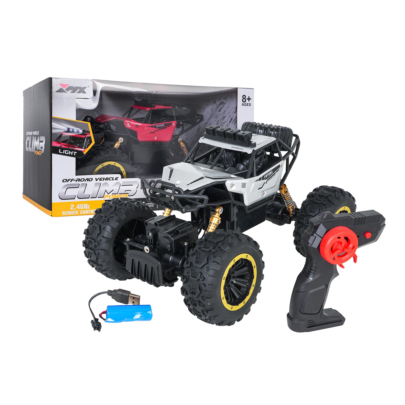 R/C pásový model 1:18 CLIMB POWER, stříbrný