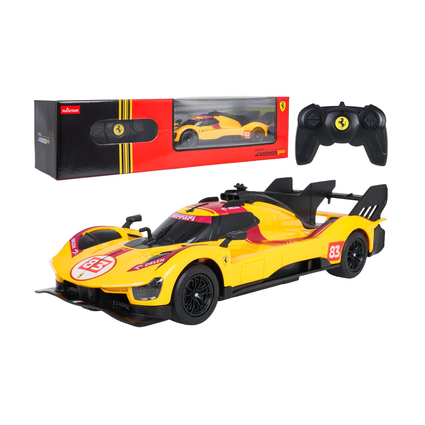 Rádiové auto 1:24 Ferrari 499P-N83 Žluté RASTAR