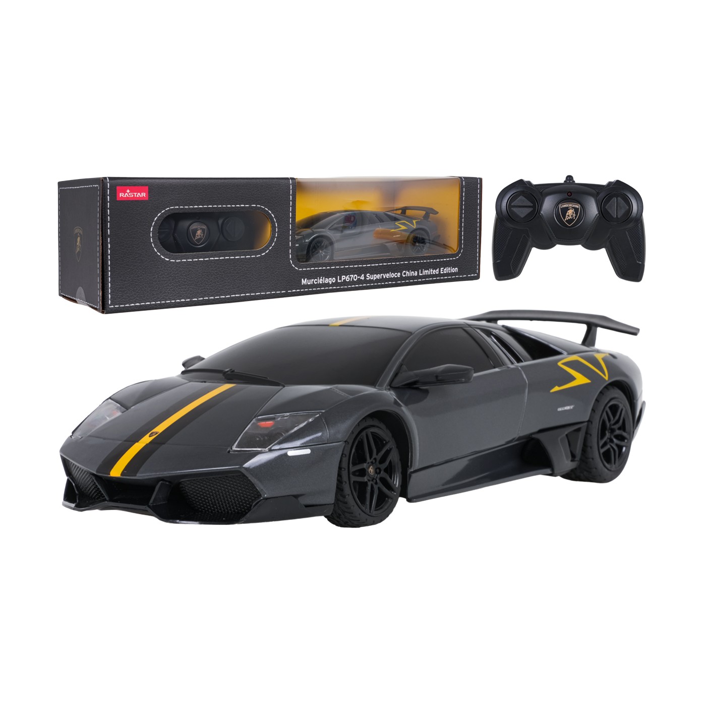 Rádiové auto 1:24 Murcielago LP670-4 Superveloce šedé RASTAR