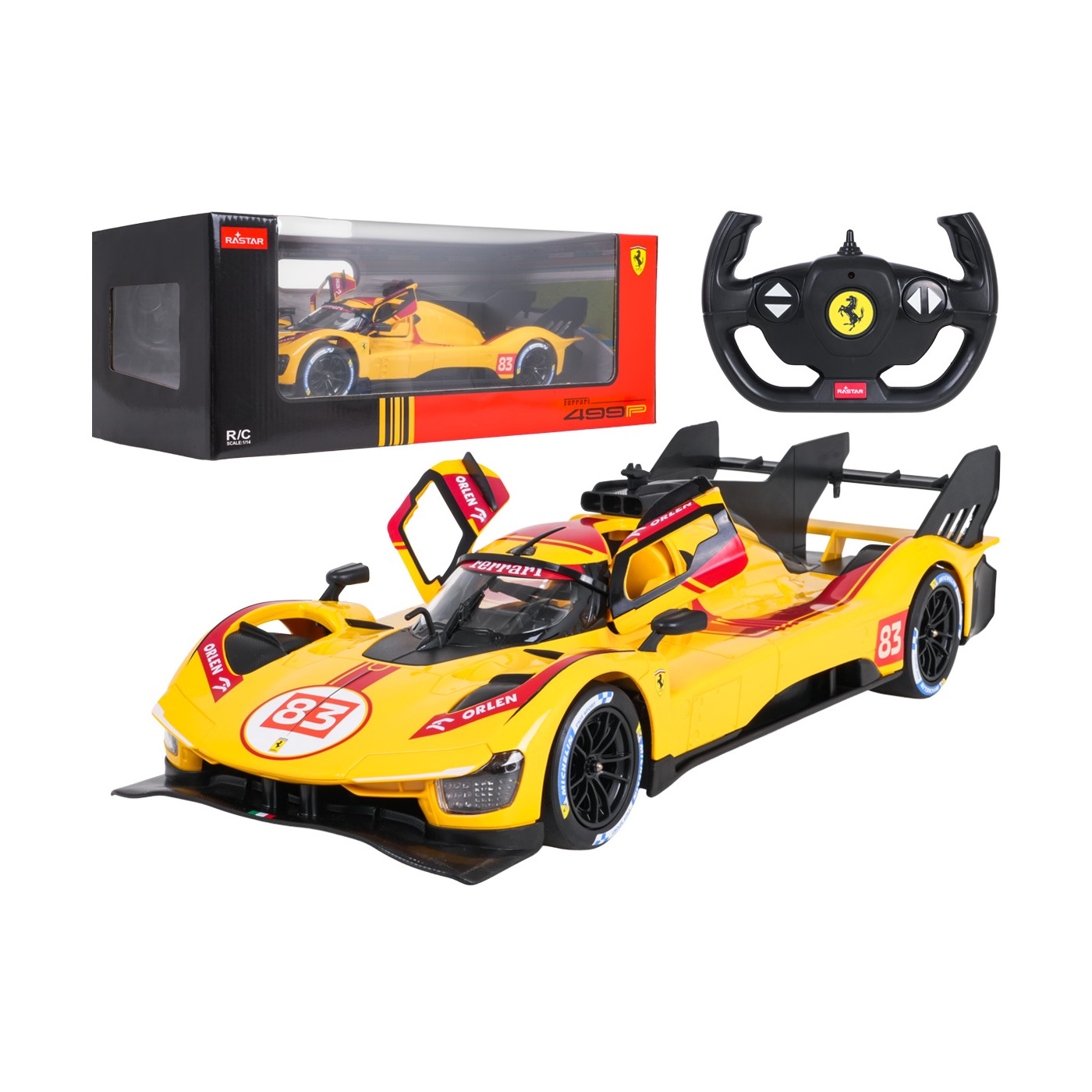 Rádiové auto 1:14 Ferrari 499P žluté RASTAR