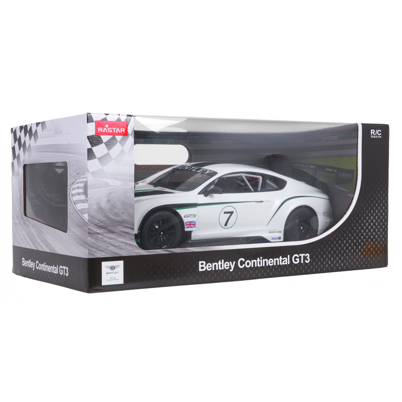 Rádiové auto 1:14 Bentley Continental GT3 bílé barvy RASTAR