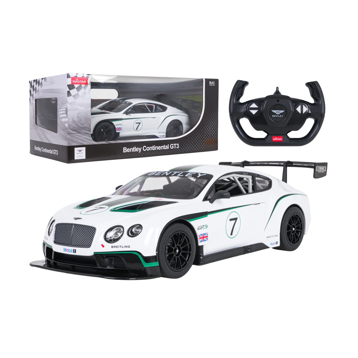 Rádiové auto 1:14 Bentley Continental GT3 bílé barvy RASTAR