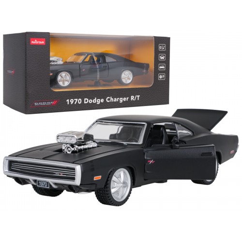 Kovové auto 1:36 1970 Dodge Charger R/T Černé RASTAR