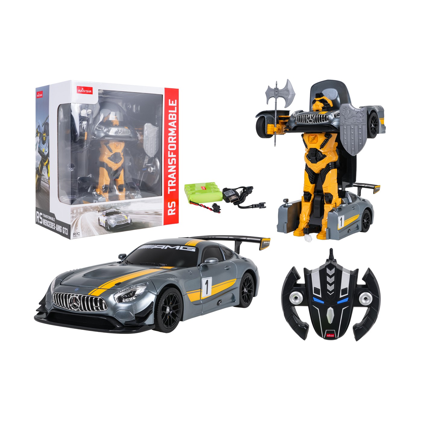 Auto/Robot 2v1 R/C 1:14 Mercedes-AMG GT3 šedý RASTAR