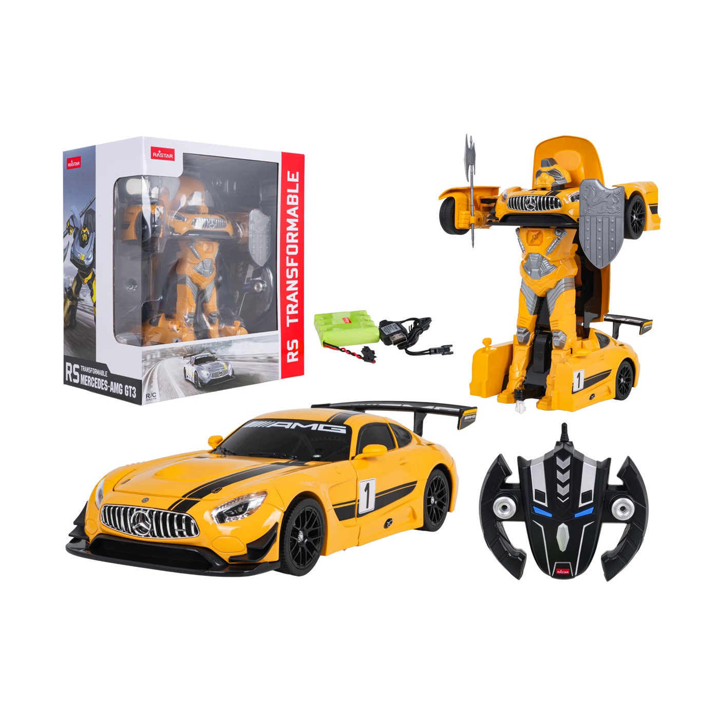 Auto/Robot 2v1 R/C 1:14 Mercedes-AMG GT3 Žlutý RASTAR