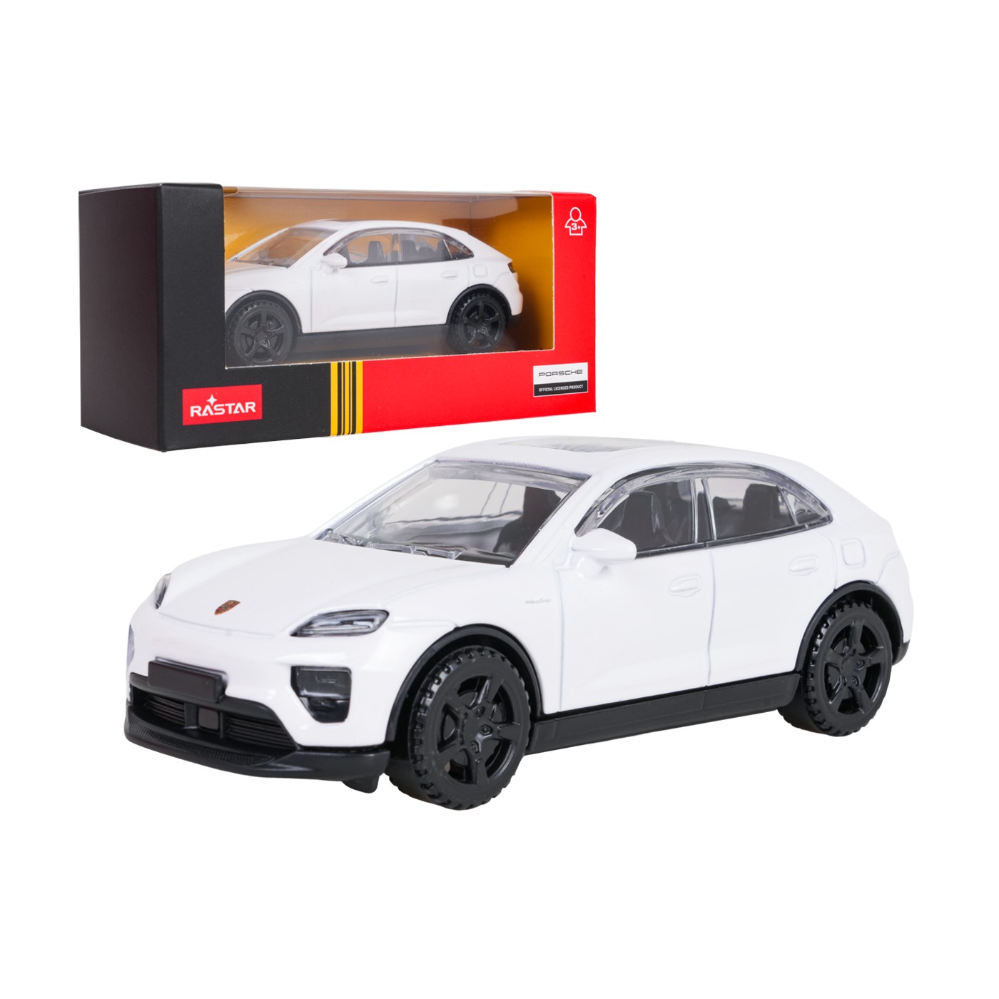 Kovové auto 1:43 Porsche Macan bílé barvy RASTAR