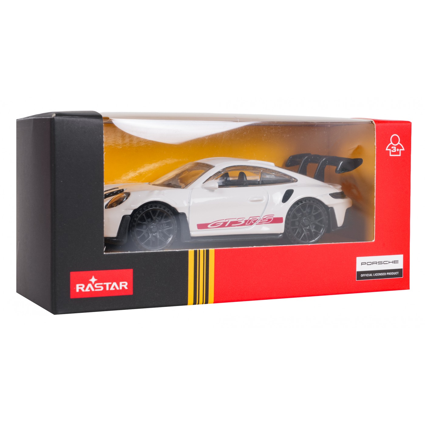 Kovové auto 1:43 Porsche 911 GT3 RS bílé barvy RASTAR