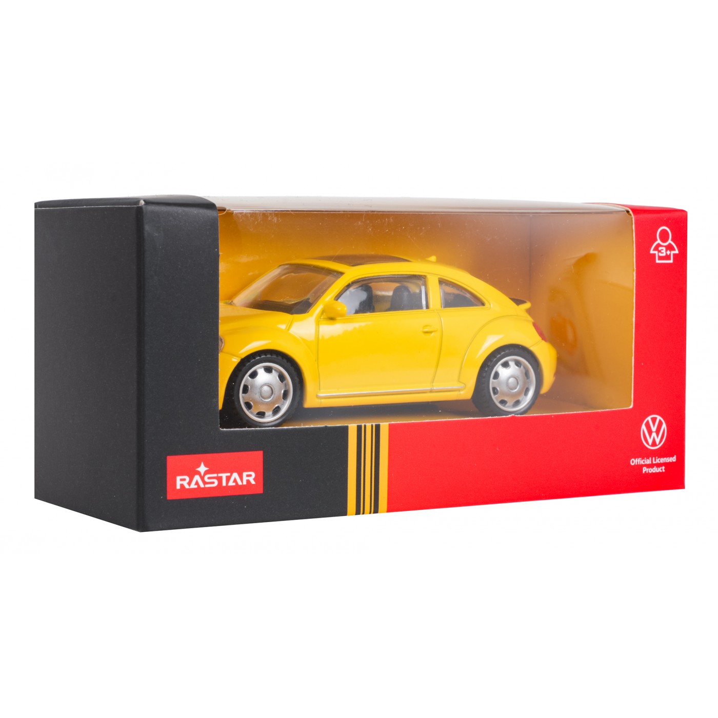 Kovové auto 1:43 Volkswagen Beetle žlutý RASTAR