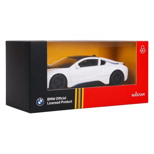 Kovové auto 1:43 BMW i8 bílé barvy RASTAR