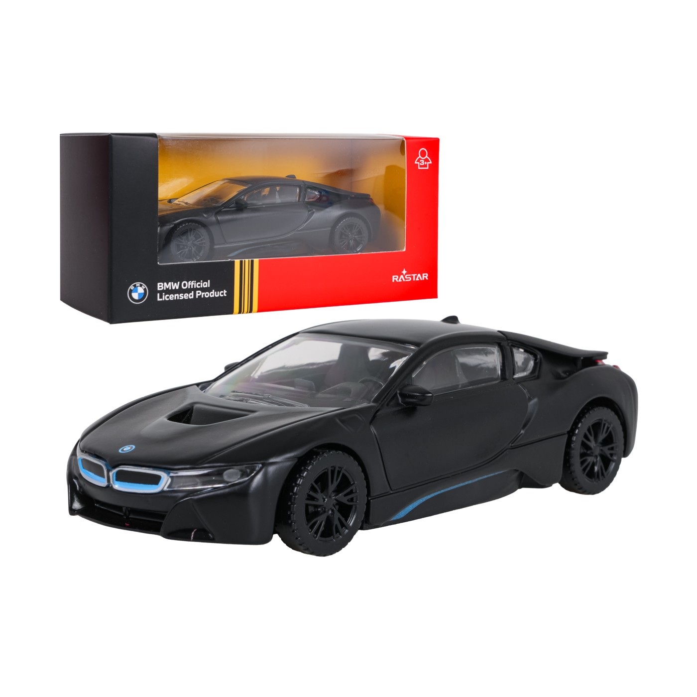 Kovové auto 1:43 BMW i8 černé RASTAR