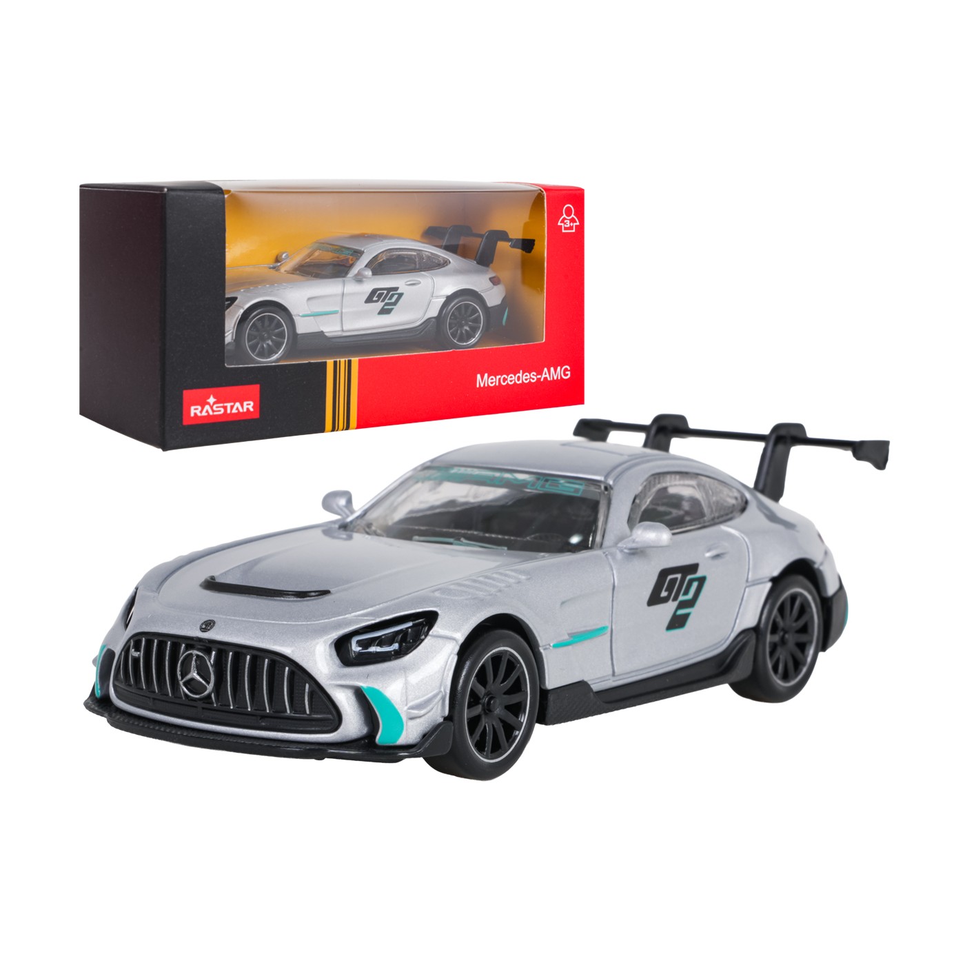Kovové auto 1:43 Mercedes-AMG GT2 stříbrné barvy RASTAR