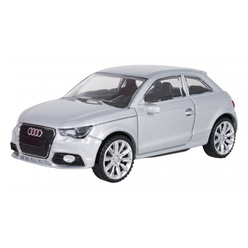 Kovové auto 1:43 Audi A1 stříbrné barvy RASTAR