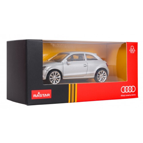 Kovové auto 1:43 Audi A1 stříbrné barvy RASTAR