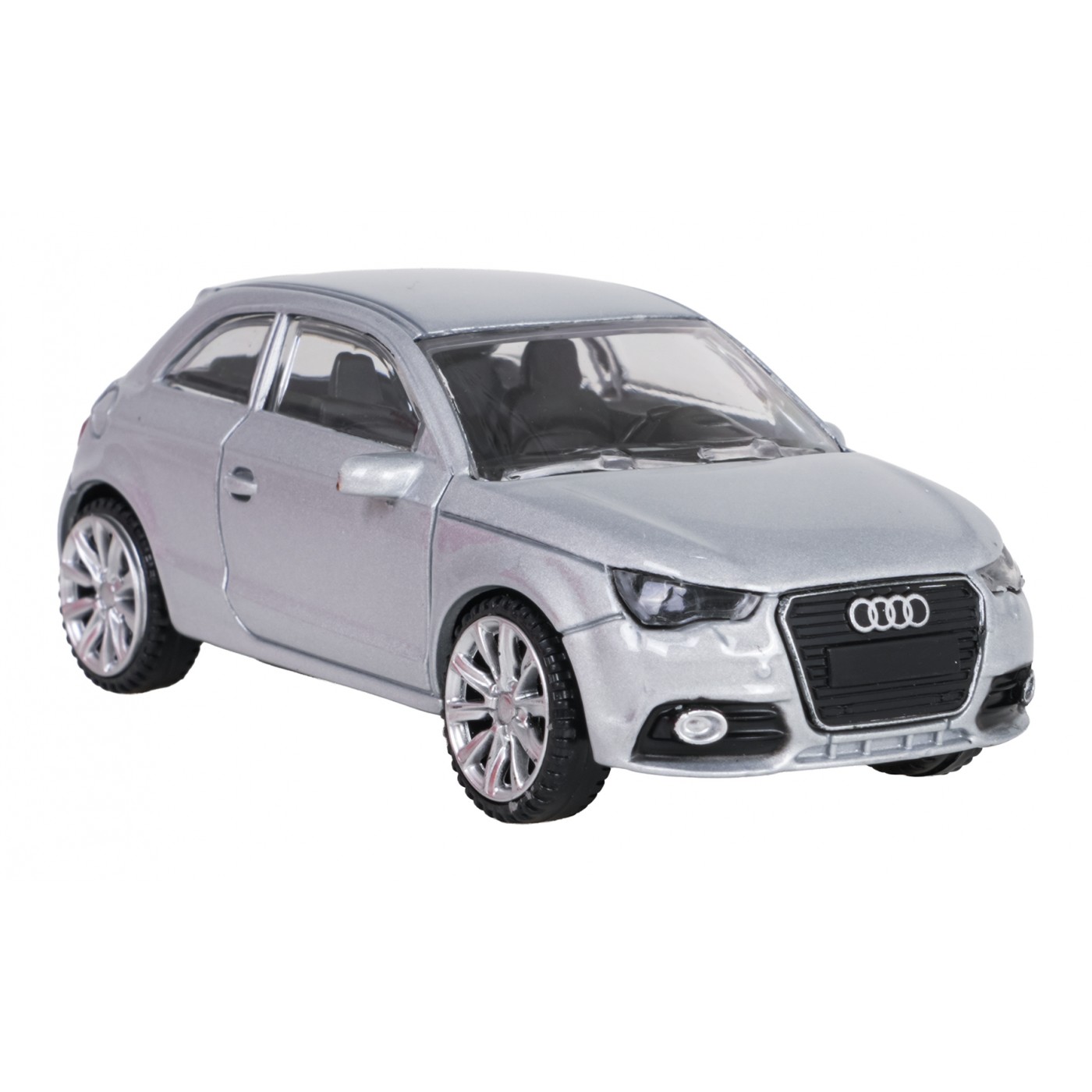 Kovové auto 1:43 Audi A1 stříbrné barvy RASTAR