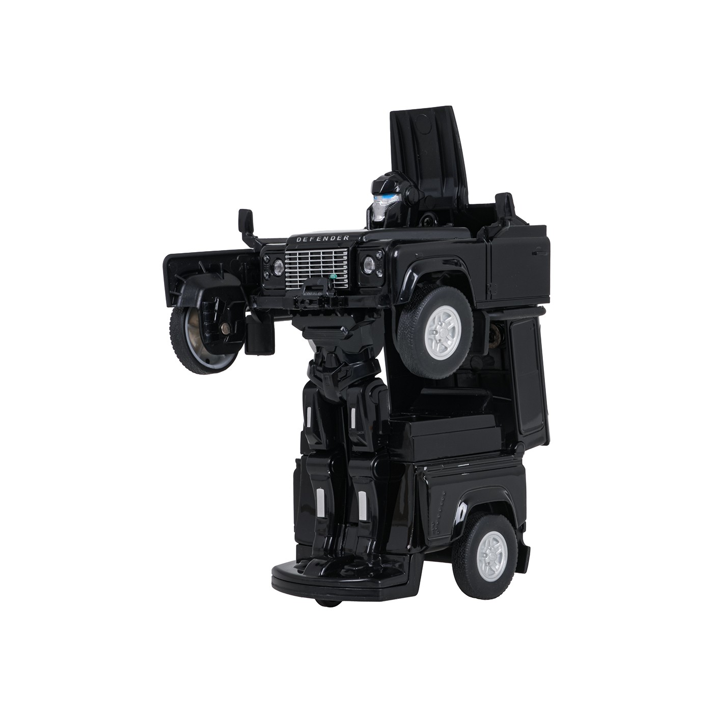 Kovové auto/robot 2v1 1:32 Land Rover Defender Černý RASTAR