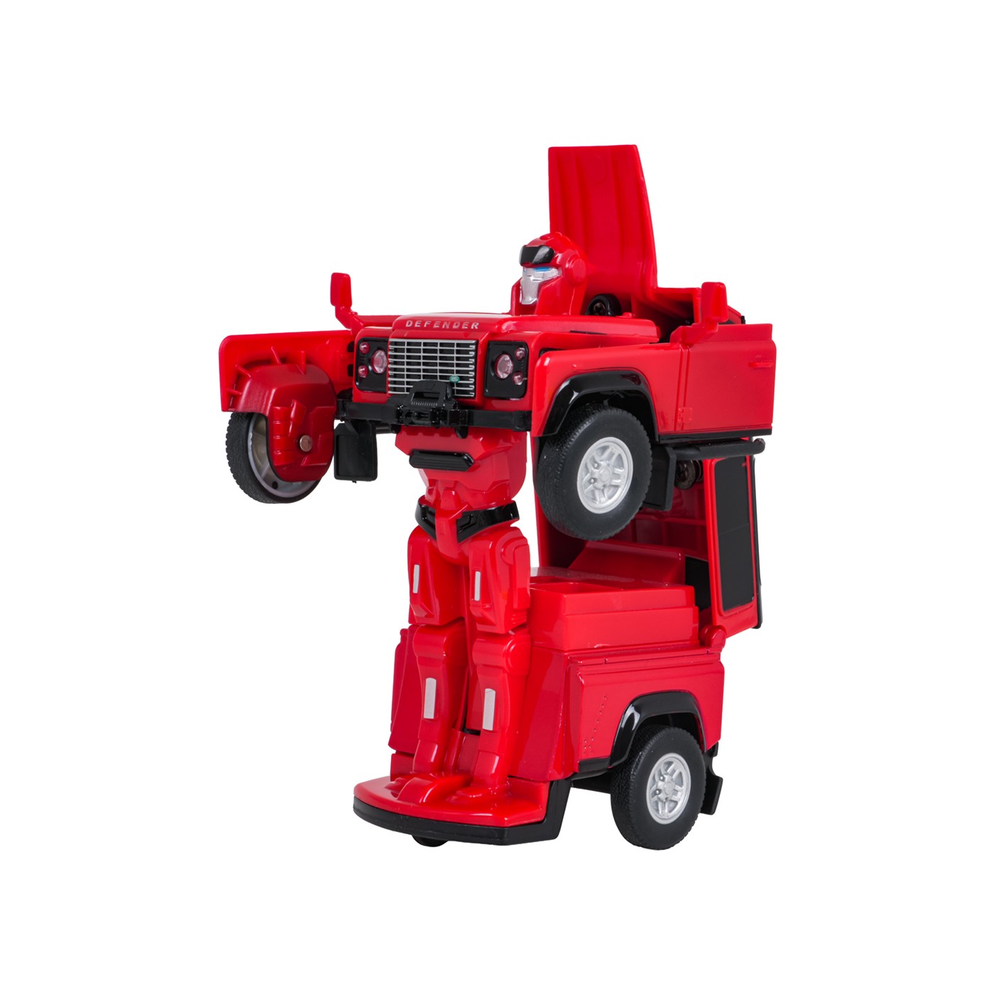 Kovové auto/robot 2v1 1:32 Land Rover Defender Červený RASTAR