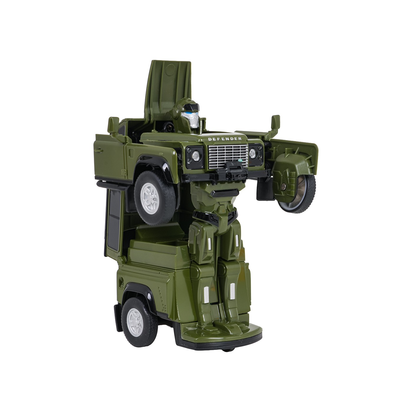 Kovové auto/robot 2v1 1:32 Land Rover Defender zelený RASTAR