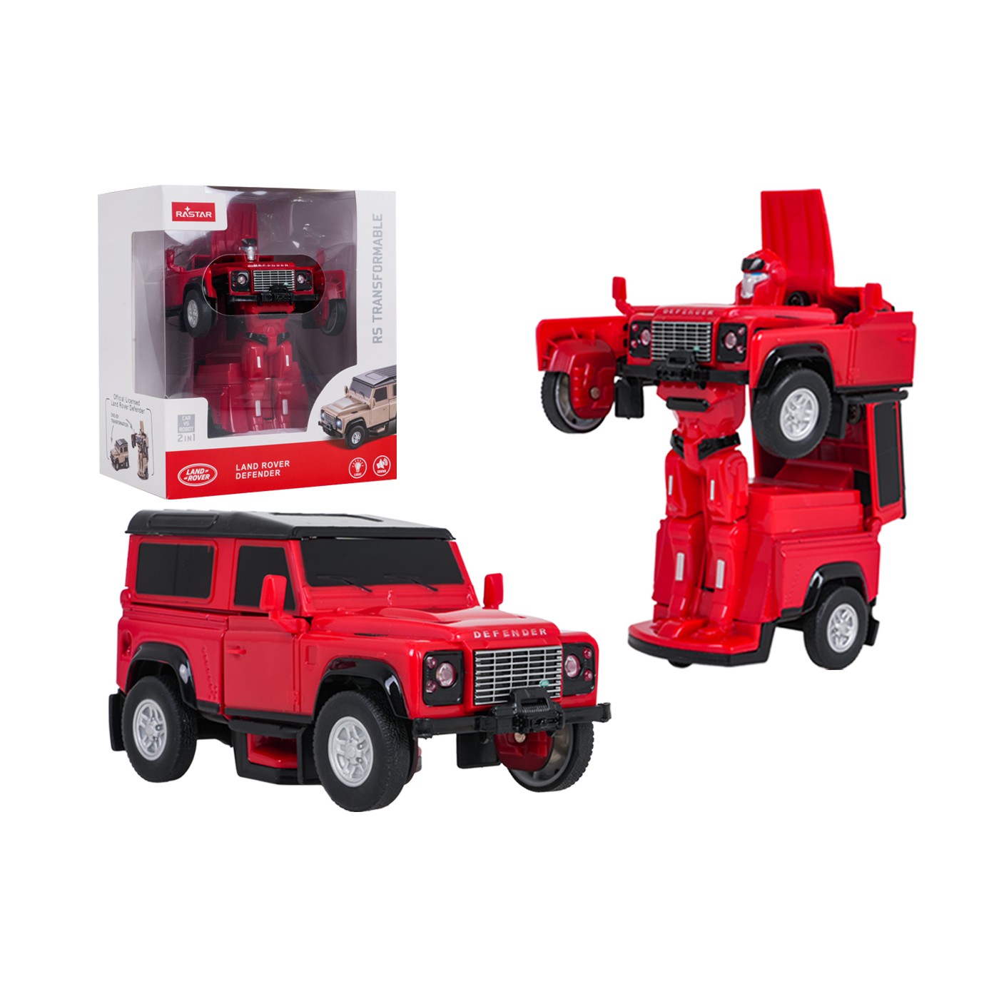 Autíčko/robot 2 v 1 v měřítku 1:32 Land Rover Defender červený RASTAR