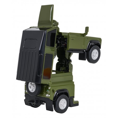 Kovové auto/robot 2v1 1:32 Land Rover Defender zelený RASTAR