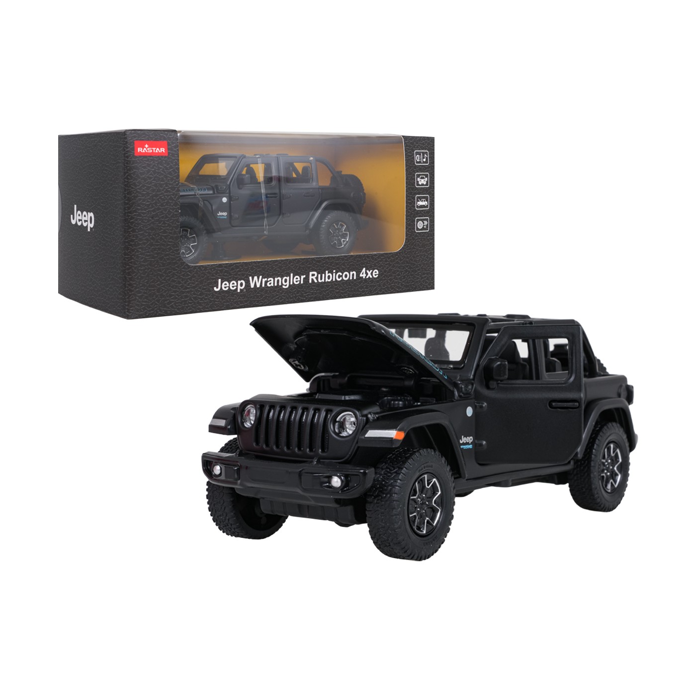 Kovové auto 1:32 Jeep Wrangler Rubicon Black RASTAR