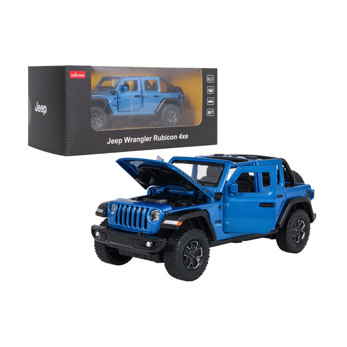 Kovové auto 1:32 Jeep Wrangler Rubicon Blue RASTAR