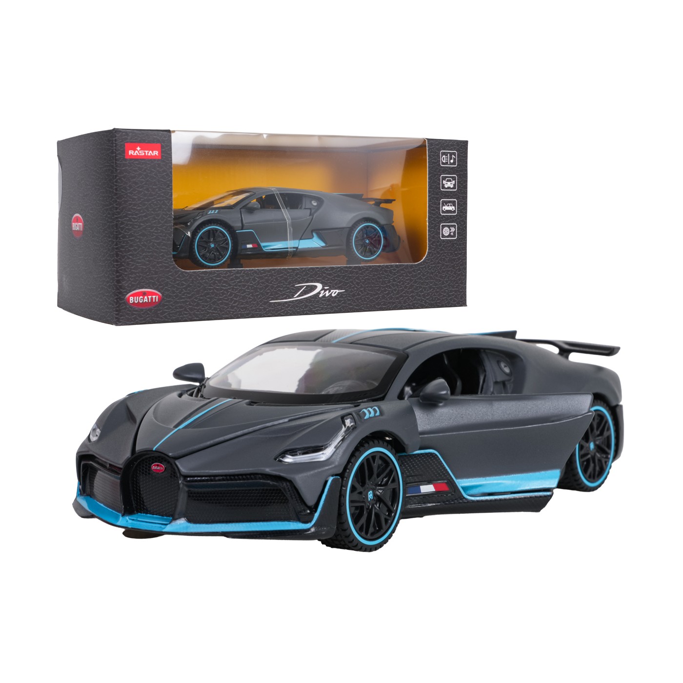 Metal Car 1:32 Bugatti Divo Grey RASTAR