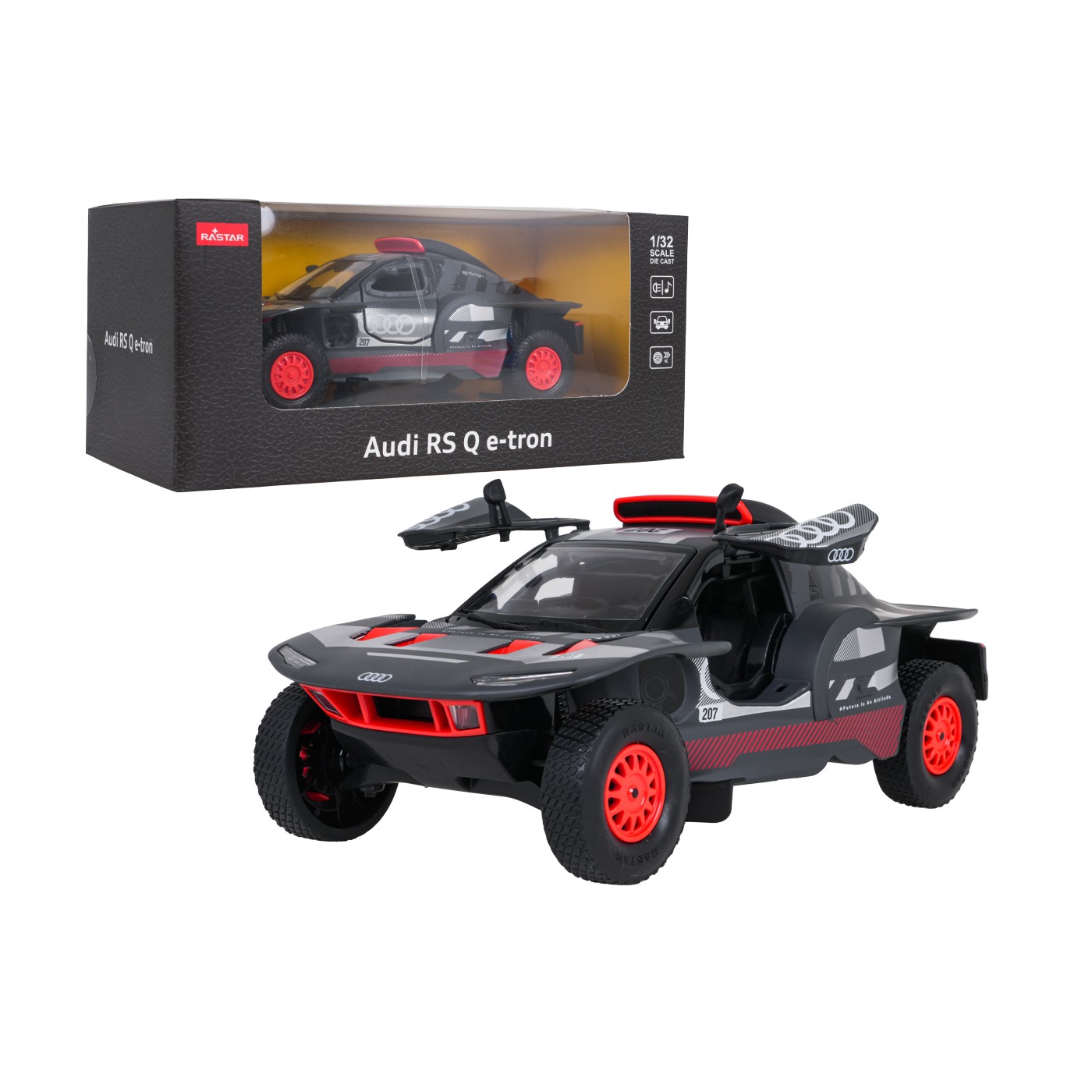 Kovové auto 1:32 AUDI RS Q e-tron šedé RASTAR