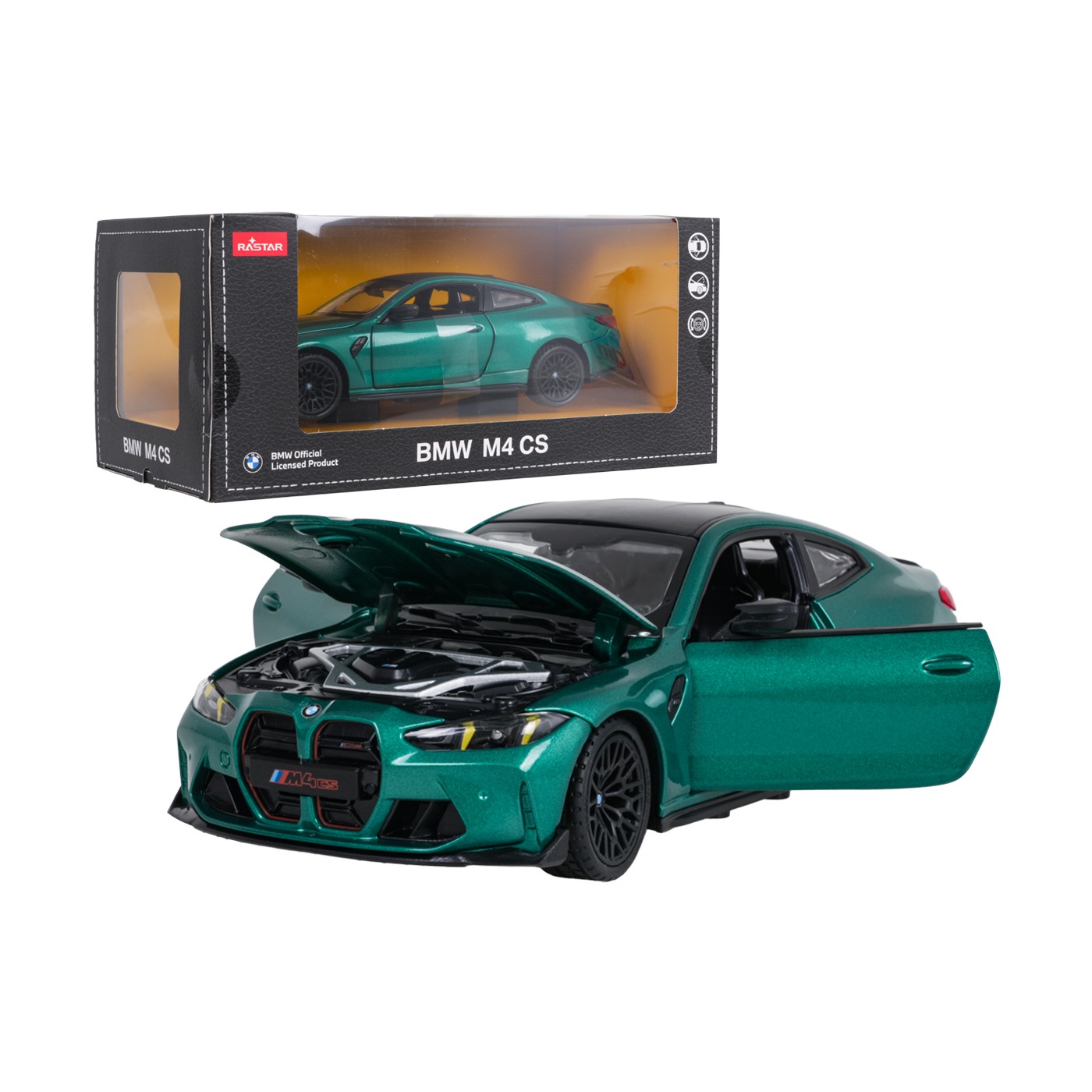Kovové auto 1:24 BMW M4 CS zelené RASTAR