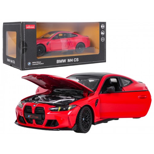 Kovové auto 1:24 BMW M4 CS červené RASTAR