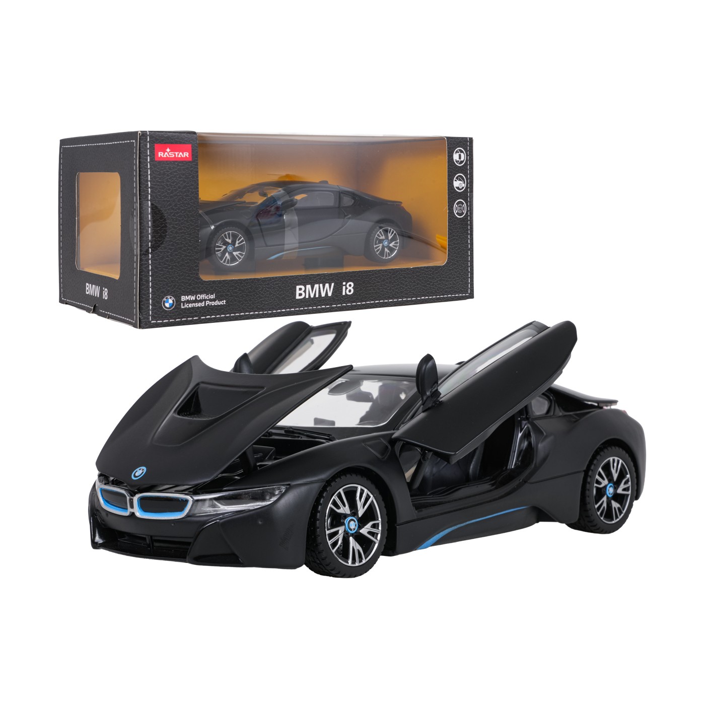 Kovové auto 1:24 BMW i8 černé RASTAR