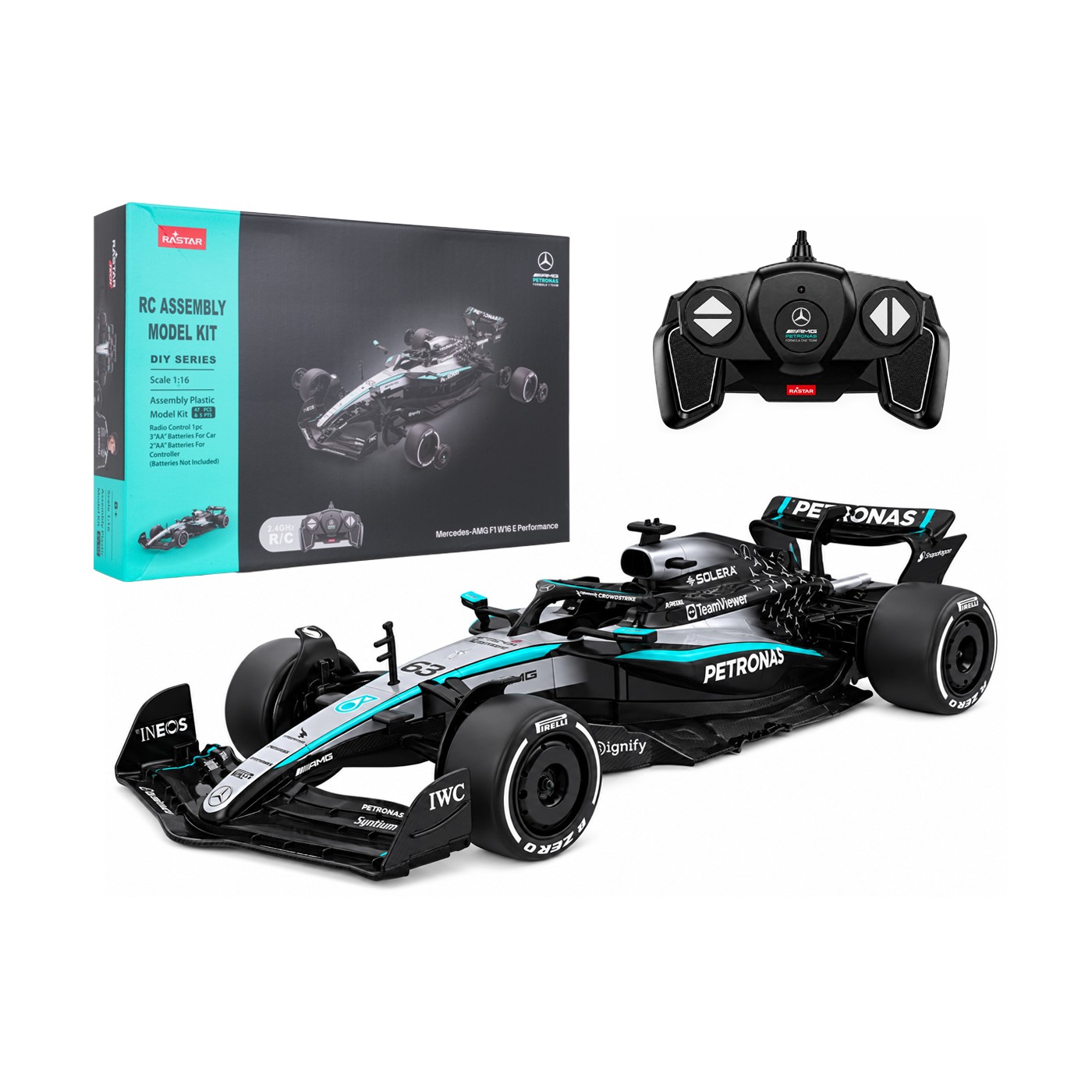 R/C auto 1:16 Mercedes-AMG F1 W16 E Performance stavebnice černá RASTAR