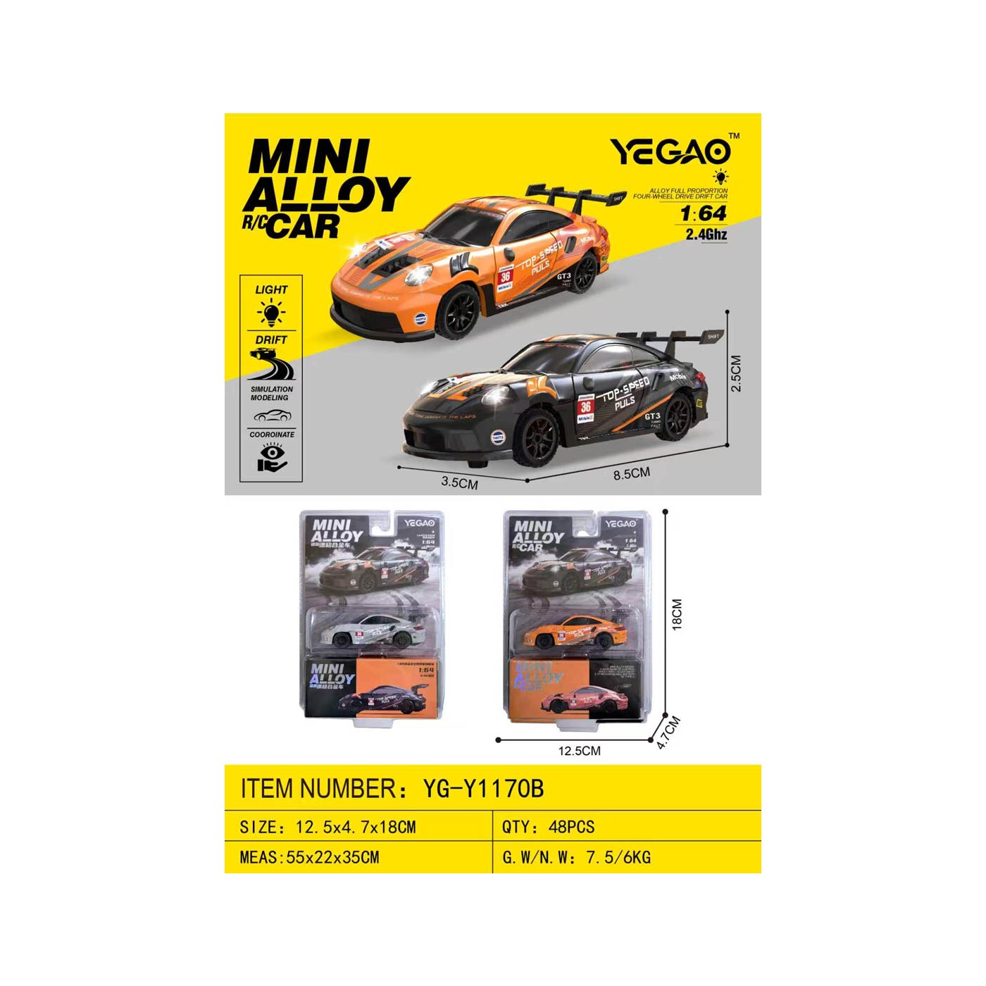 1:64 R/C TOP SPEED Drift Car Black