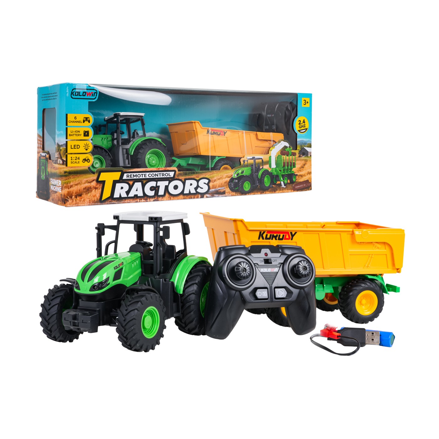 Tahač s otevíratelným žlutým návěsem R/C 1:24