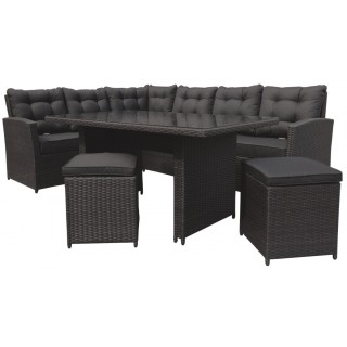 Sada zahradního nábytku 4v1 Brazen Techorattan Corner Table 2 Pouffes 15 polštářů