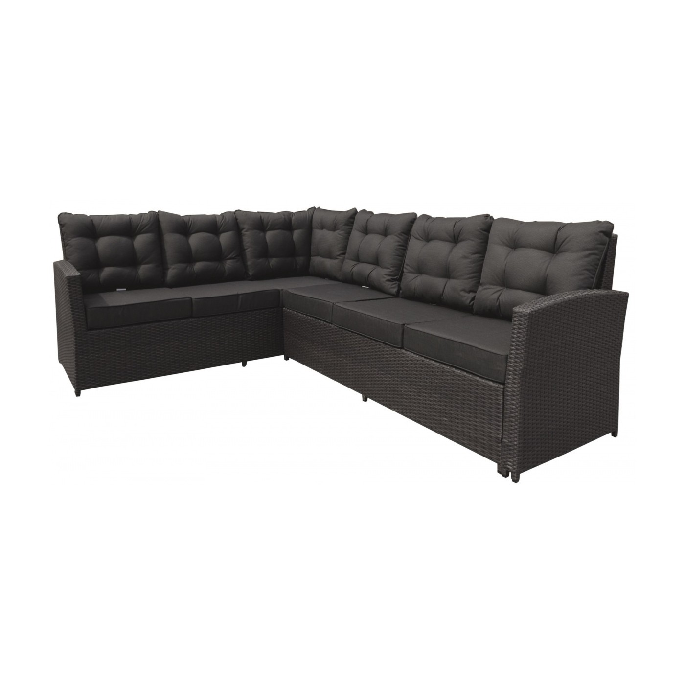 Sada zahradního nábytku 4v1 Brazen Techorattan Corner Table 2 Pouffes 15 polštářů
