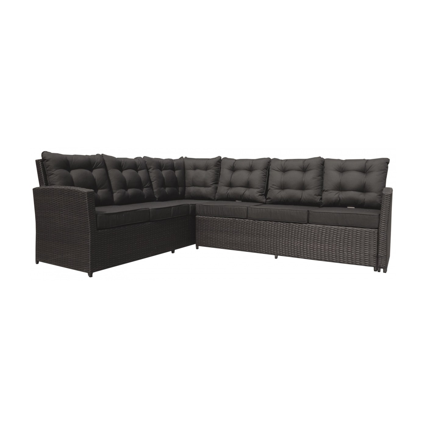 Sada zahradního nábytku 4v1 Brazen Techorattan Corner Table 2 Pouffes 15 polštářů