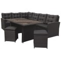Sada zahradního nábytku 4v1 Brazen Techorattan Corner Table 2 Pouffes 15 polštářů