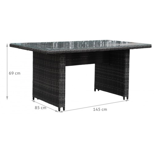 Sada zahradního nábytku 4v1 Techorattan Grey Corner Table 2 Pouffes 15 polštářů
