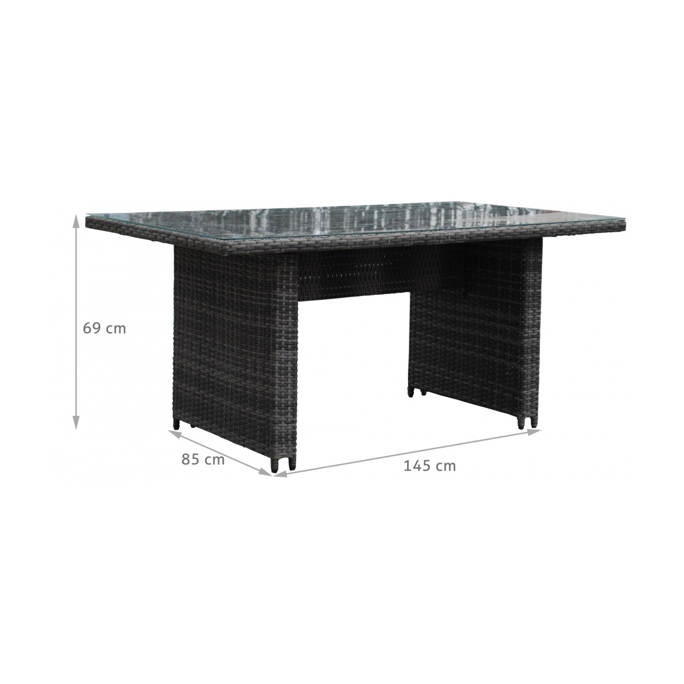 Sada zahradního nábytku 4v1 Techorattan Grey Corner Table 2 Pouffes 15 polštářů
