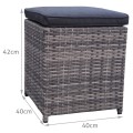 Sada zahradního nábytku 4v1 Techorattan Grey Corner Table 2 Pouffes 15 polštářů
