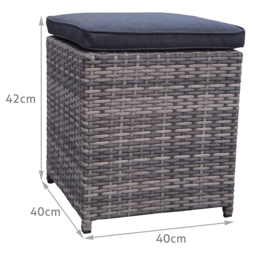 Sada zahradního nábytku 4v1 Techorattan Grey Corner Table 2 Pouffes 15 polštářů