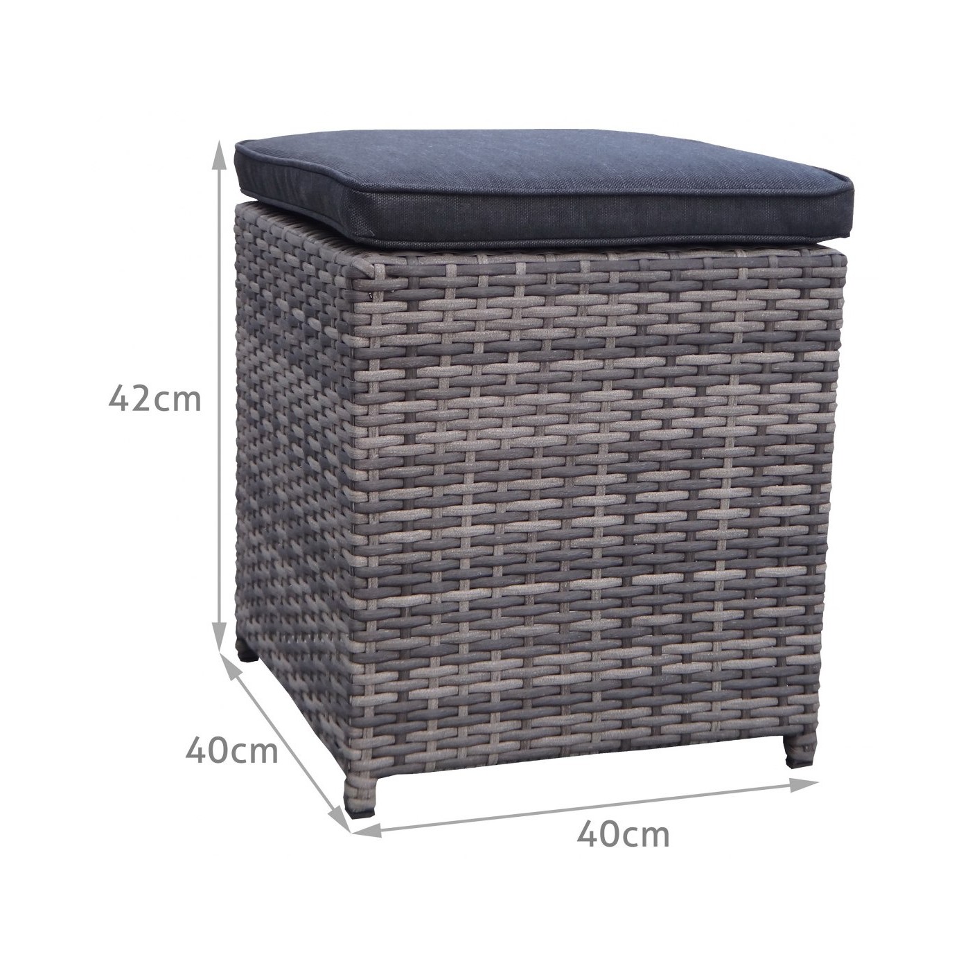 Sada zahradního nábytku 4v1 Techorattan Grey Corner Table 2 Pouffes 15 polštářů