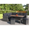 Sada zahradního nábytku 4v1 Techorattan Grey Corner Table 2 Pouffes 15 polštářů