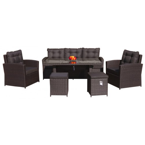 Sada zahradního nábytku 6v1 Brazen Techorattan Sofa High Table 2 křesla 2 polštáře 12 polštářů
