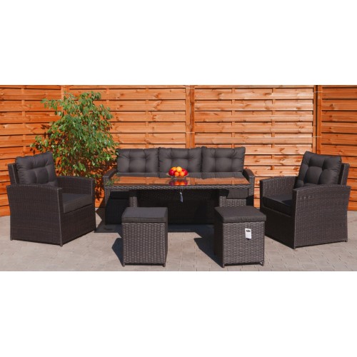 Sada zahradního nábytku 6v1 Brazen Techorattan Sofa High Table 2 křesla 2 polštáře 12 polštářů