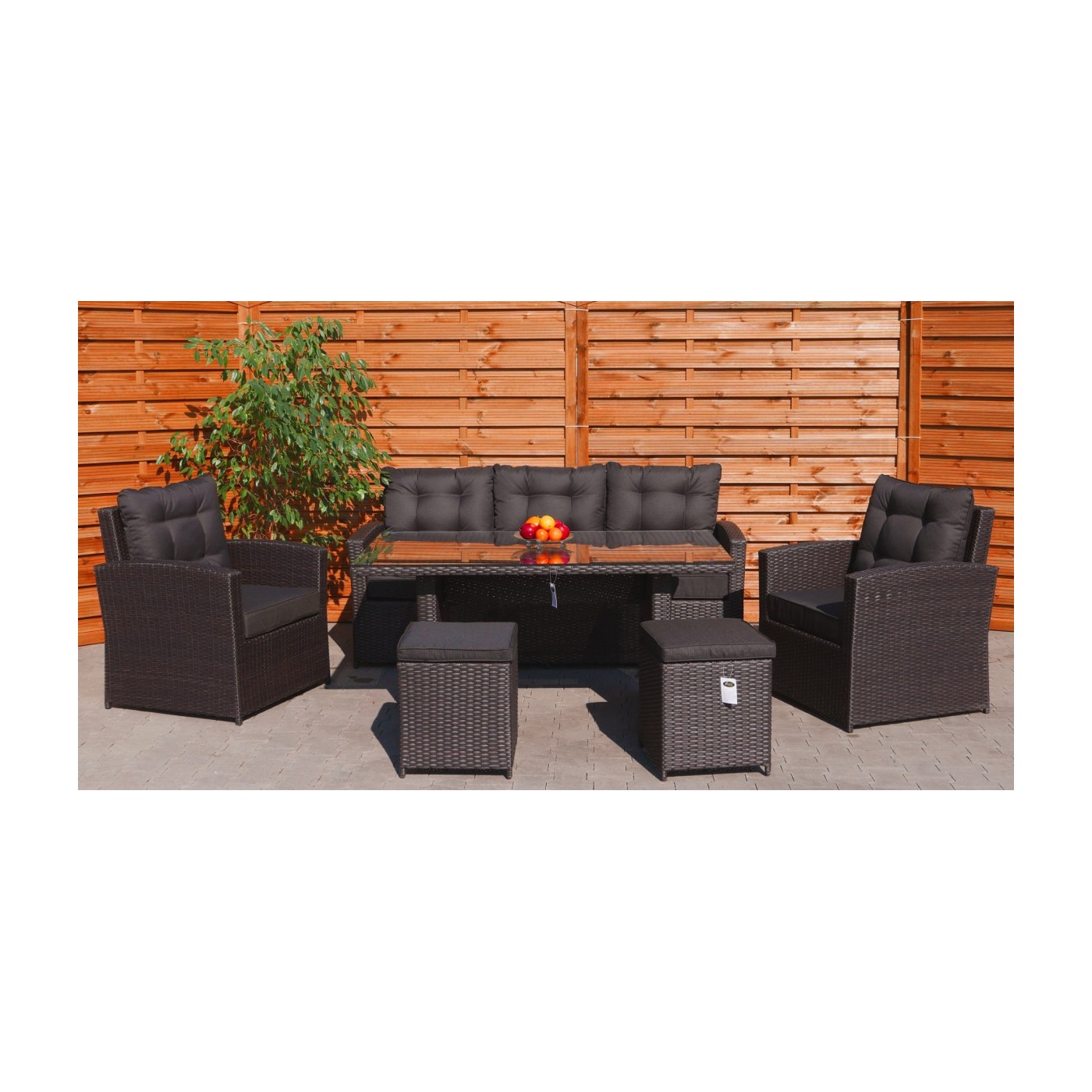 Sada zahradního nábytku 6v1 Brazen Techorattan Sofa High Table 2 křesla 2 polštáře 12 polštářů
